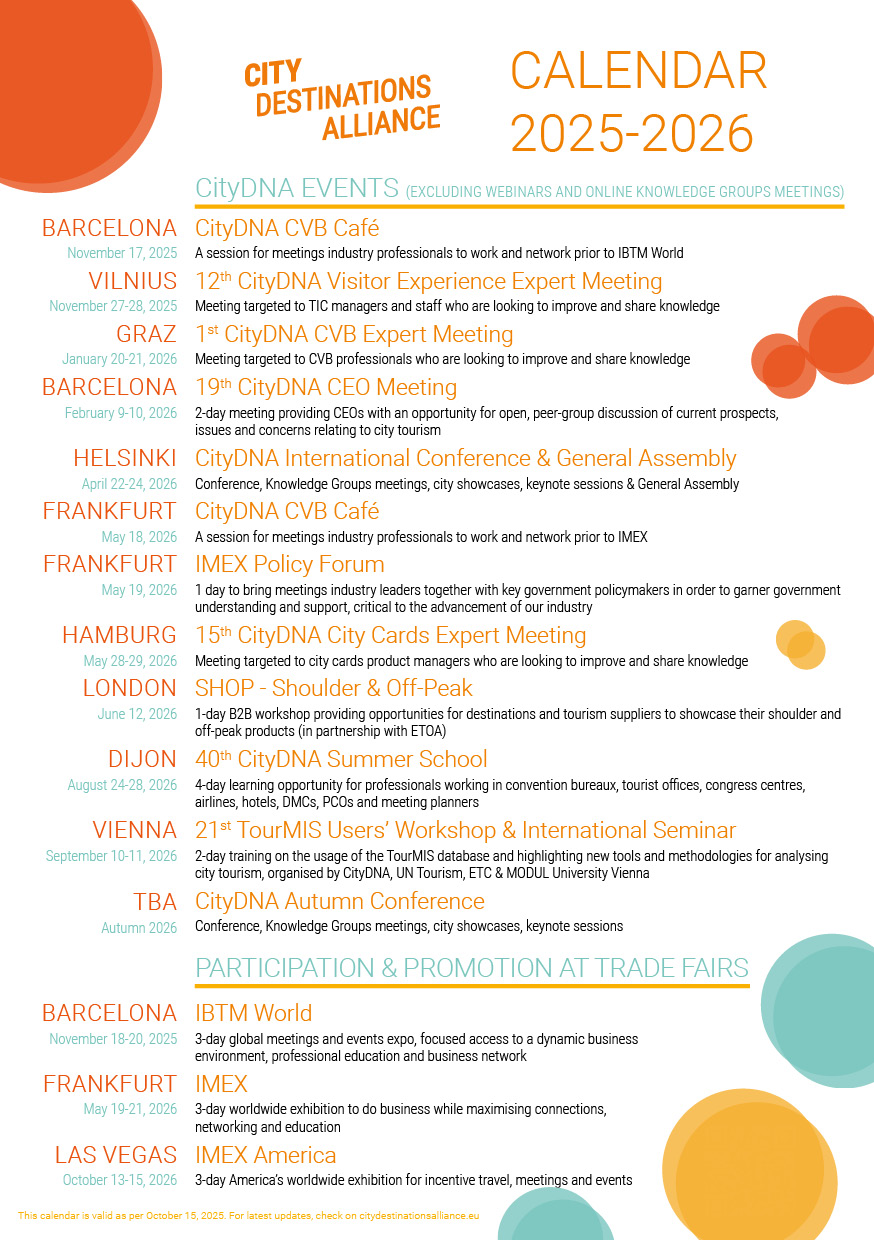 CityDNA Calendar of Events 2025-2026